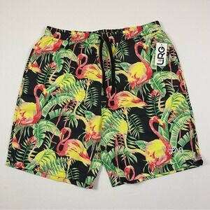 LRG Hybrid Shorts Men's Medium Colorful Floral‎ Island Flamingo Stretch Swim